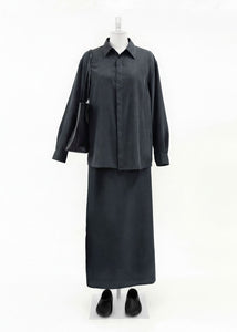 cupro banding skirt, charcoal hover