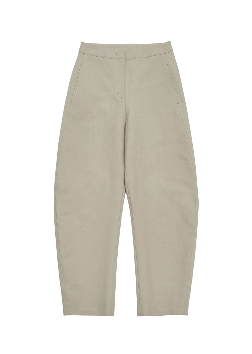curved long pants, beige