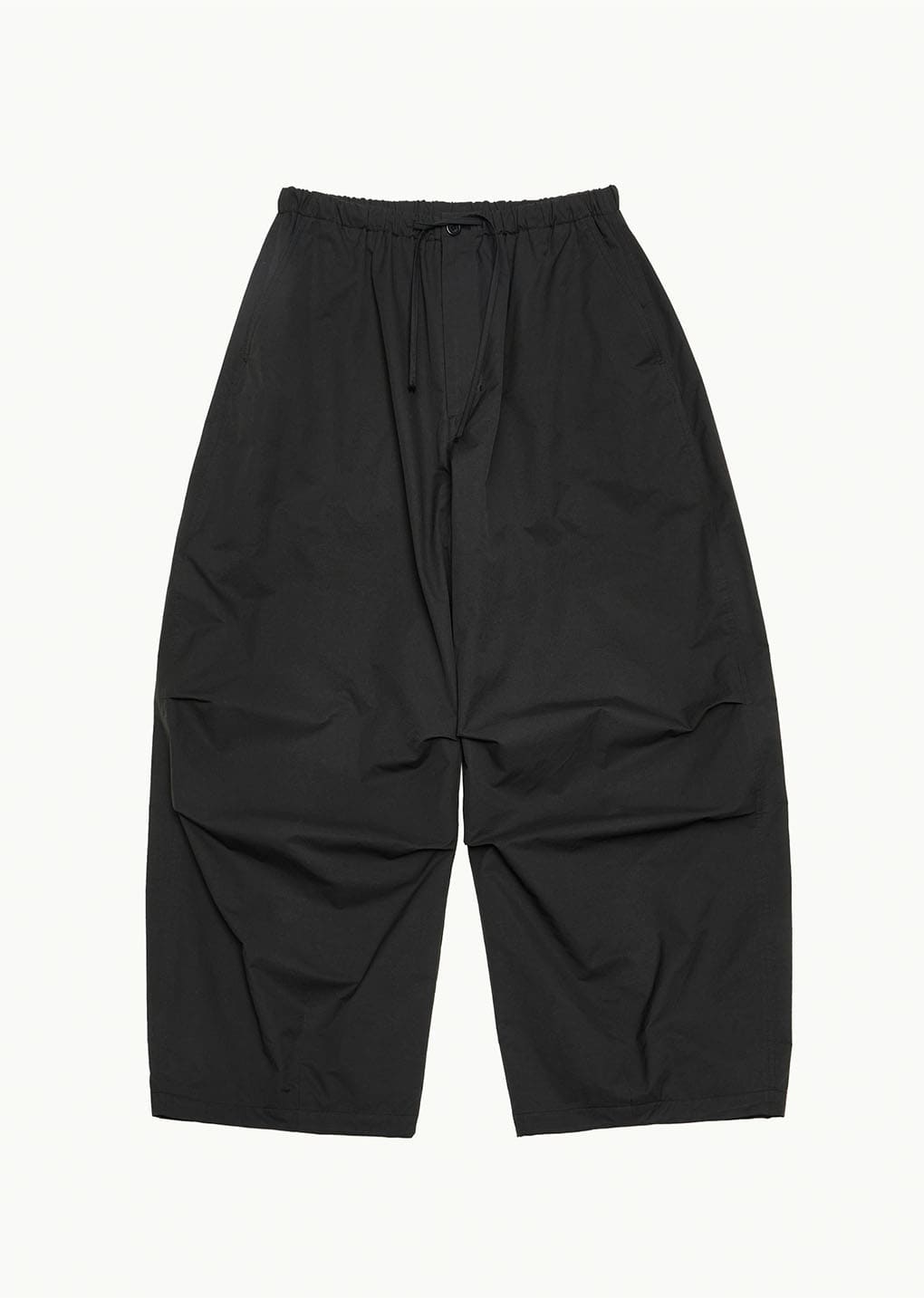 drawstring wide fatigue pants, black