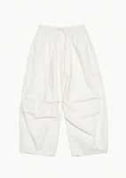drawstring wide fatigue pants, ecru - Image 1