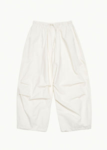 drawstring wide fatigue pants, ecru