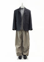 drawstring wide fatigue pants, khaki - Image 3