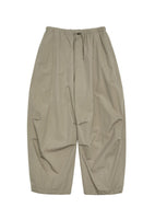 drawstring wide fatigue pants, khaki - Image 1