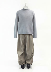 drawstring wide fatigue pants, khaki hover