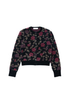 floral jacquard cardigan, black - Image 1