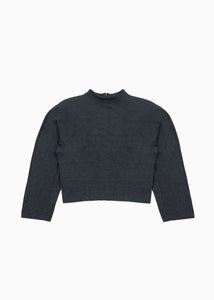 jersey padded mock neck top, charcoal