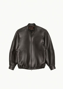 lambskin leather blouson, brown