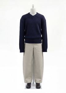 men's curved long pants, beige hover