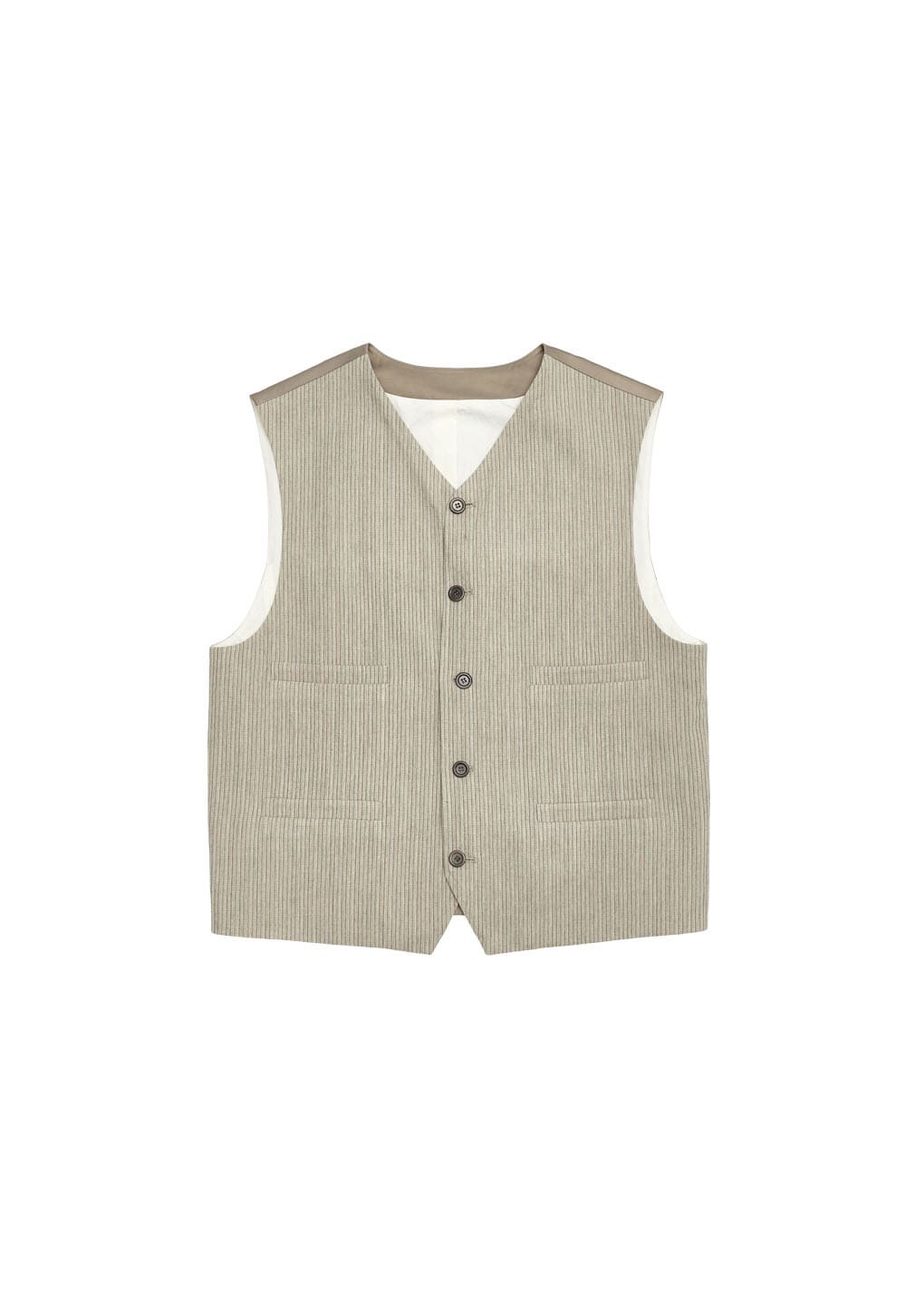 men's stripe pocket vest, beige