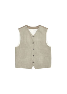 men's stripe pocket vest, beige