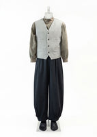 men's stripe pocket vest, beige - Image 2