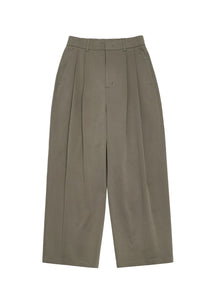 men's two tuck wide banding pants, khaki