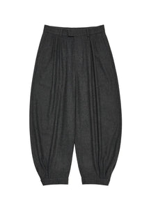 men's wool shirring pants, charcoal