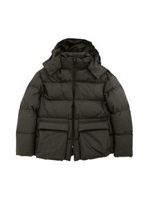 mid down puffer, brown
