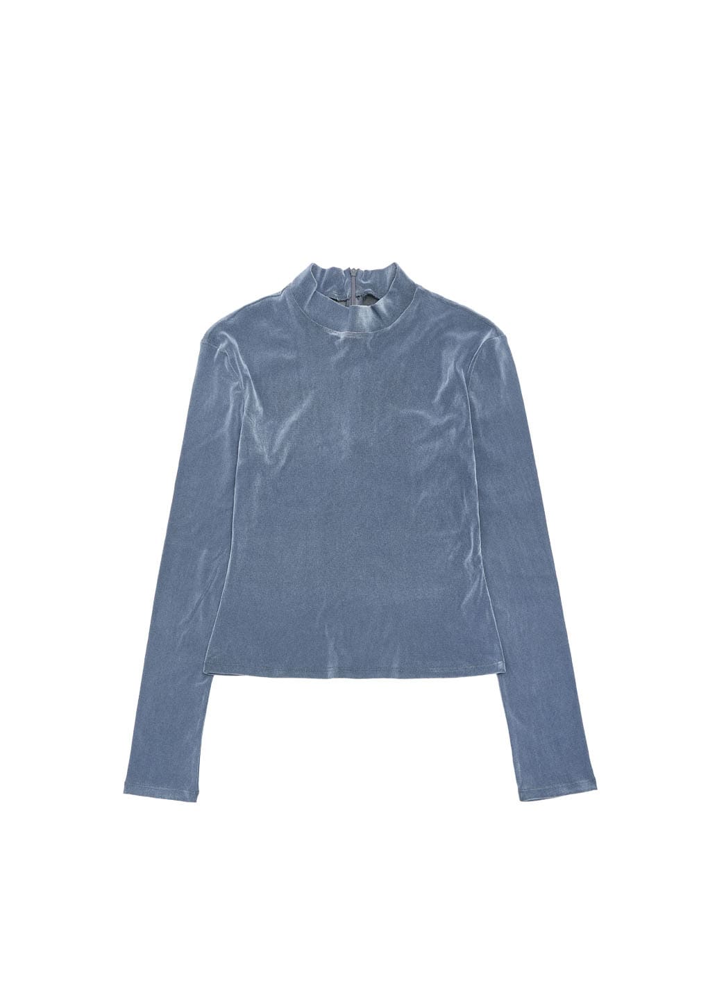 mock neck top, blue