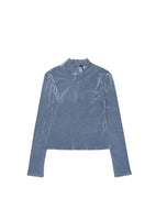 mock neck top, blue - Image 1