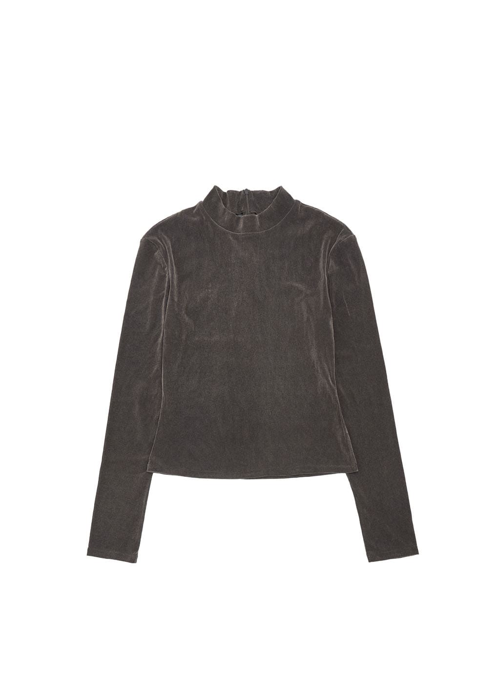 mock neck top, brown