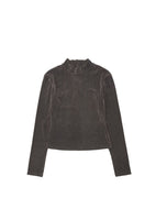 mock neck top, brown - Image 1