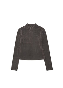 mock neck top, brown