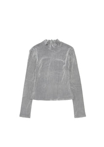 mock neck top, grey