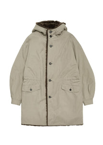 padded shearling parka, khaki