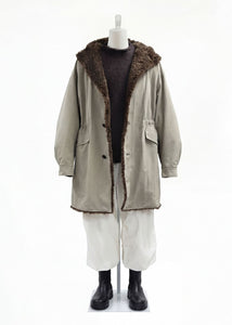 padded shearling parka, khaki hover