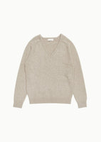 racoon v-neck knit, beige - Image 1