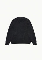 racoon v-neck knit, charcoal - Image 1