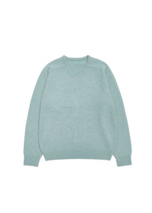 racoon v-neck knit, mint