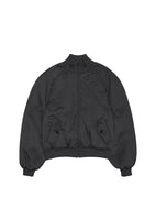 ribbed silky blouson, black - Image 1