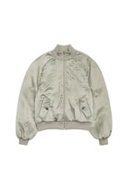 ribbed silky blouson, khaki - Image 1