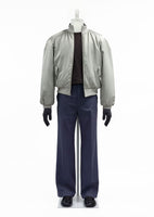 ribbed silky blouson, khaki - Image 2