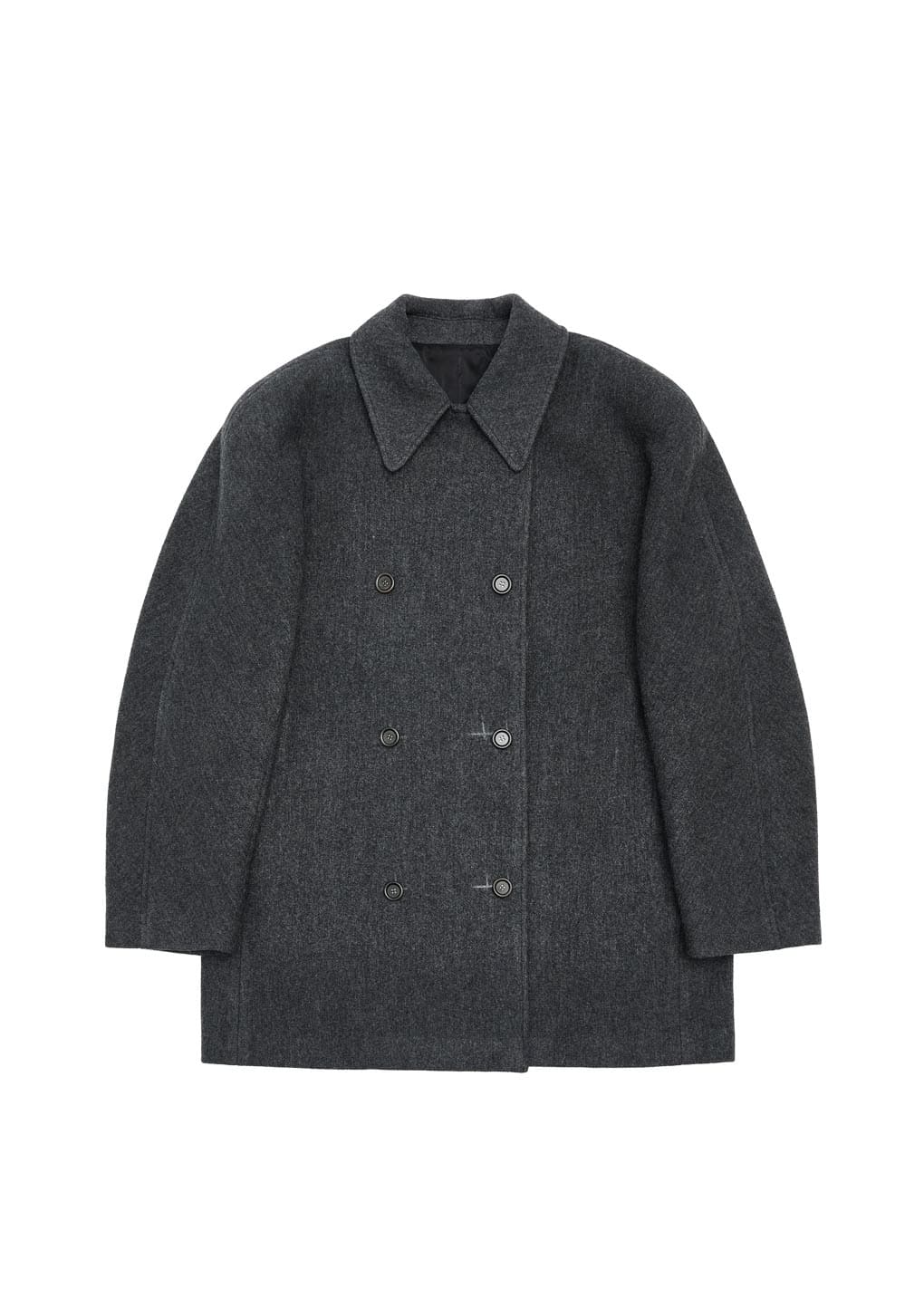 rounded half coat, charcoal