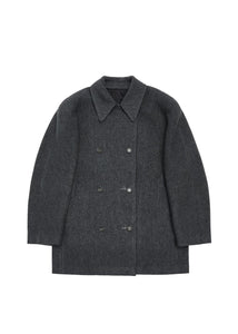 rounded half coat, charcoal