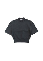 rounded half knit top, charcoal - Image 1