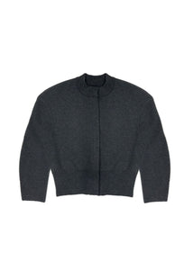 rounded sleeve cardigan, charcoal