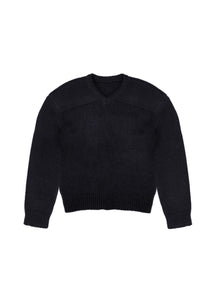 rounded sleeve v-neck knit, charcoal