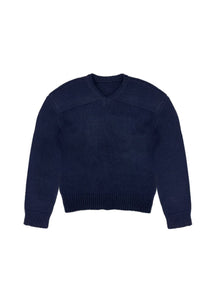 rounded sleeve v-neck knit, navy