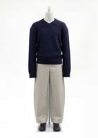 rounded sleeve v-neck knit, navy - Image 2