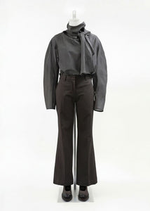 sheer cotton scarf top, grey hover