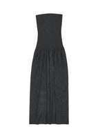 shirring knit maxi dress, charcoal - Image 1