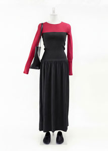 shirring knit maxi dress, charcoal hover