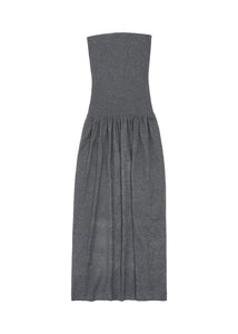 shirring knit maxi dress, grey