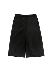 silk taffeta bermuda pants, black