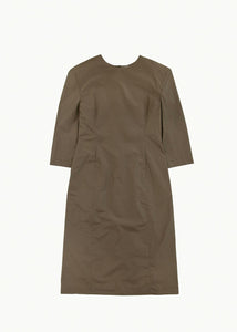 silk taffeta dress, khaki