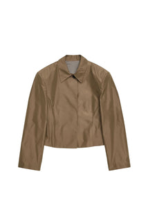 silk taffeta jacket, khaki