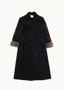 single maxi long coat, black