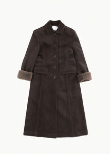 single maxi long coat, brown