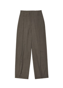 straight tuck pants, brown