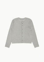 stripe button up cardigan, charcoal - Image 1